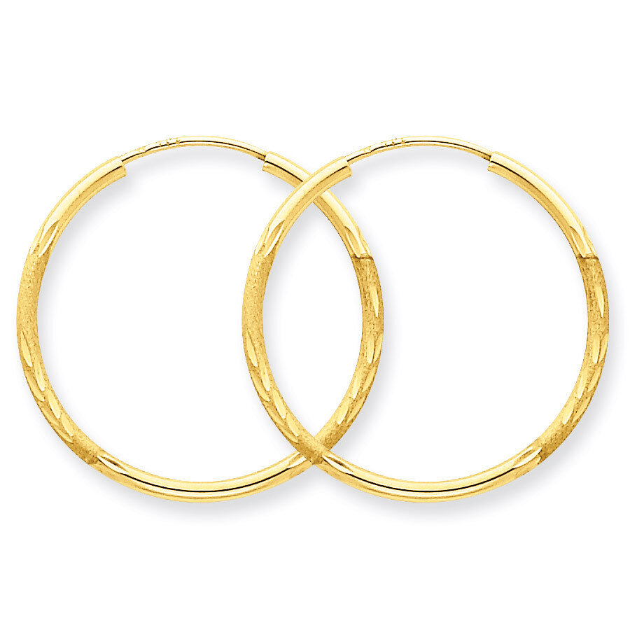 1.5mm Satin Diamond-cut Endless Hoop Earrings 14k Gold XY1171, MPN: XY1171, 883957299563