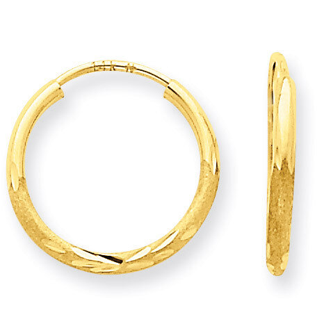 1.5mm Satin Diamond-cut Endless Hoop Earrings 14k Gold XY1174