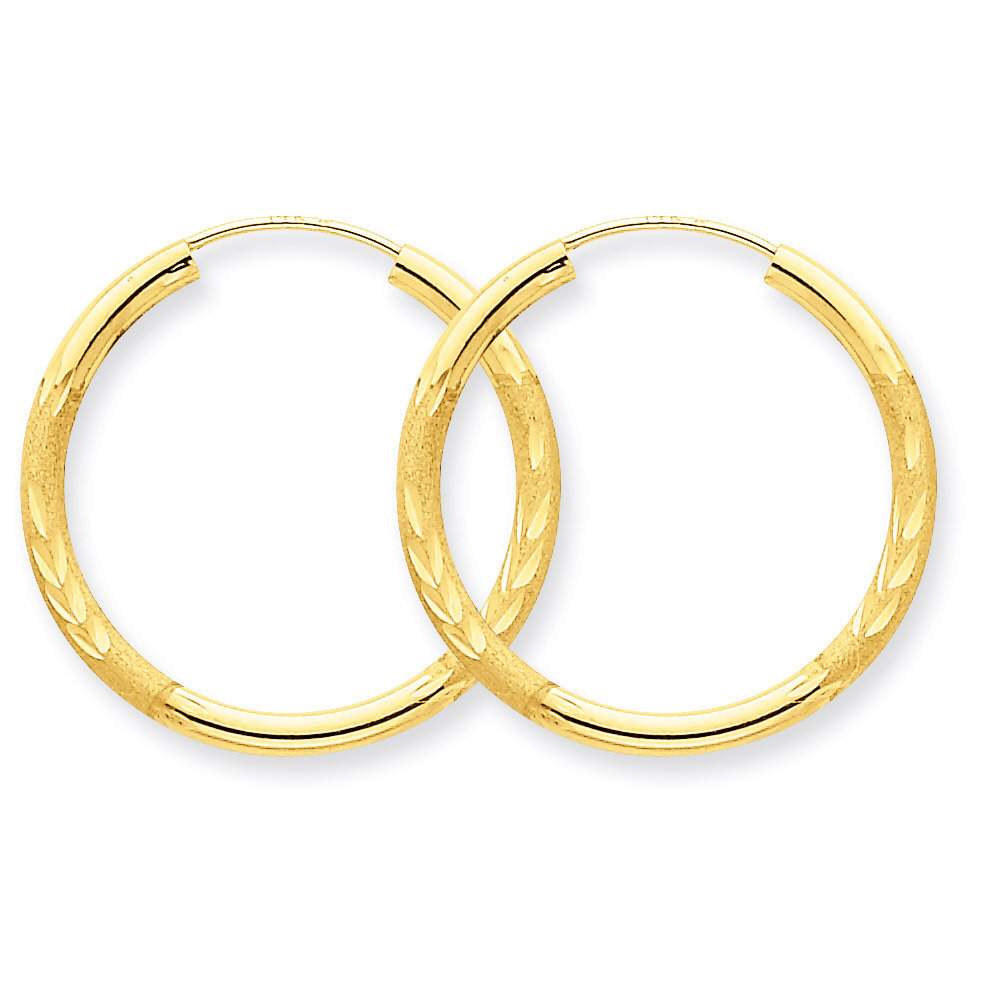 2mm Satin Diamond-cut Endless Hoop Earrings 14k Gold XY1178, MPN: XY1178, 883957299631