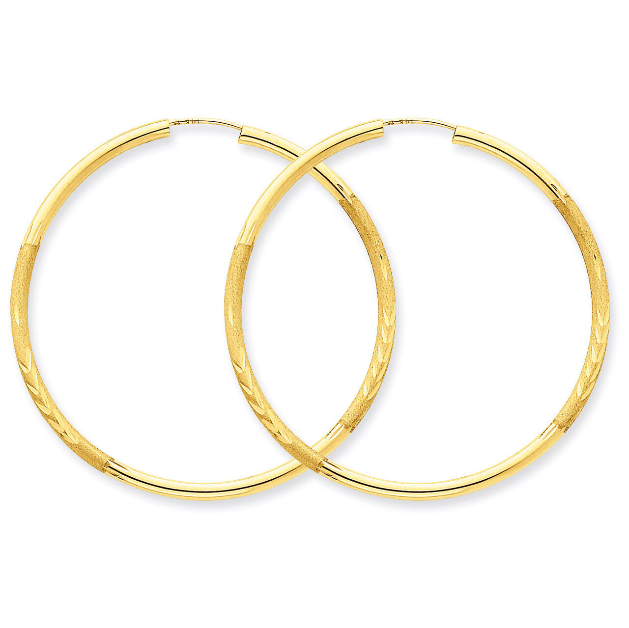 2mm Satin Diamond-cut Endless Hoop Earrings 14k Gold XY1180, MPN: XY1180, 883957299655