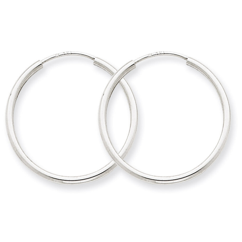1.5mm Polished Endless Hoop Earrings 14k White Gold XY1184