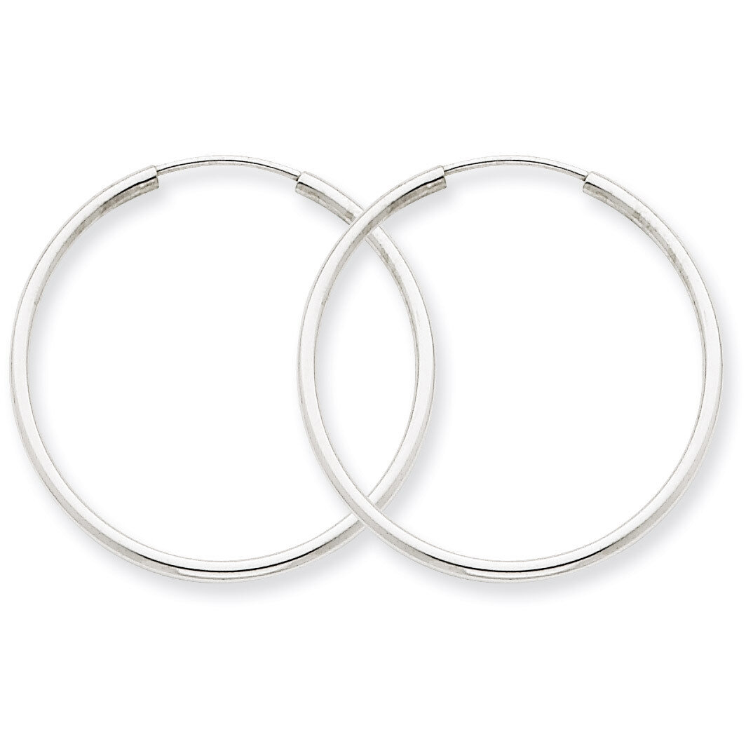 1.5mm Polished Endless Hoop Earrings 14k White Gold XY1185