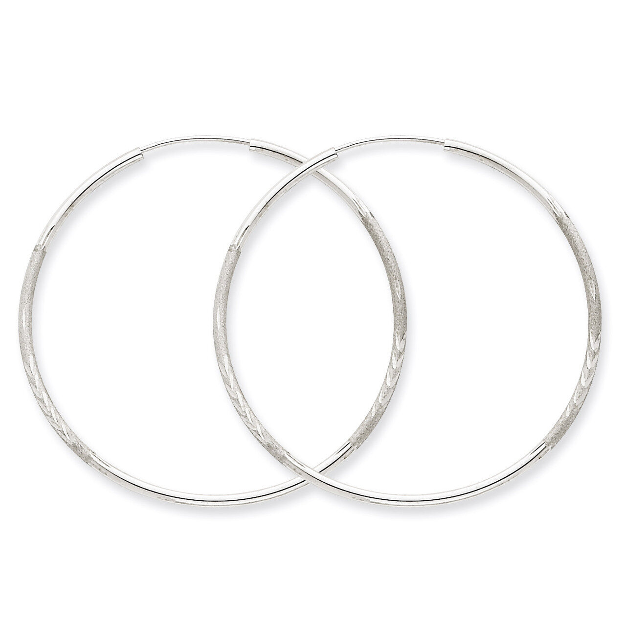 1.5mm Diamond-cut Endless Hoop Earrings 14k White Gold XY1193