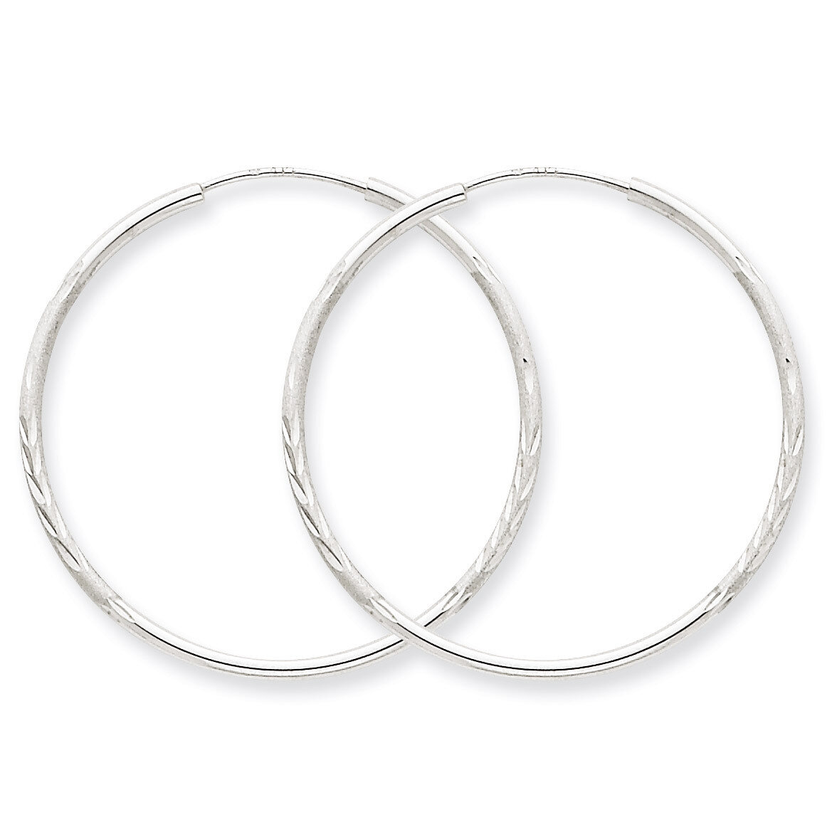 1.5mm Diamond-cut Endless Hoop Earrings 14k White Gold XY1194