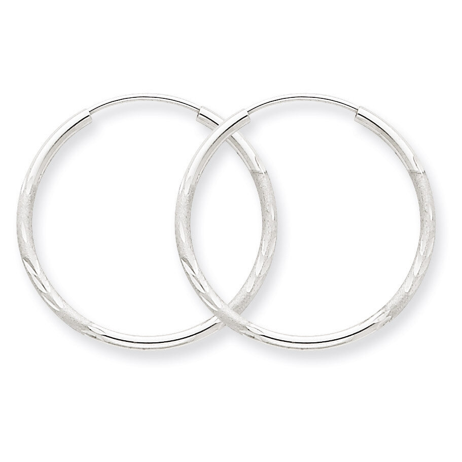 1.5mm Diamond-cut Endless Hoop Earrings 14k White Gold XY1195
