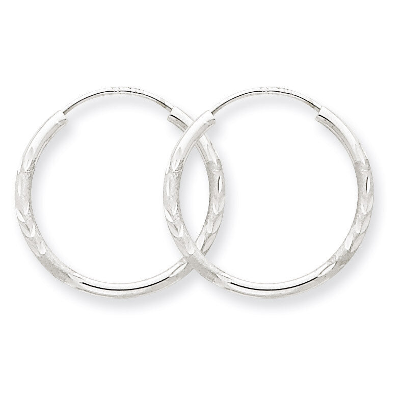 1.5mm Diamond-cut Endless Hoop Earrings 14k White Gold XY1196