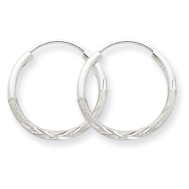 1.5mm Diamond-cut Endless Hoop Earrings 14k White Gold XY1197