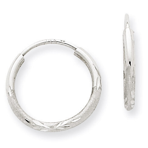 1.5mm Diamond-cut Endless Hoop Earrings 14k White Gold XY1198