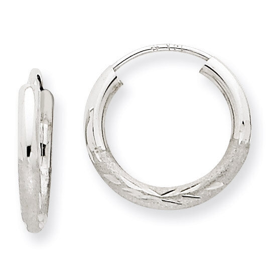 2mm Diamond-cut Endless Hoop Earrings 14k White Gold XY1199, MPN: XY1199, 883957299846