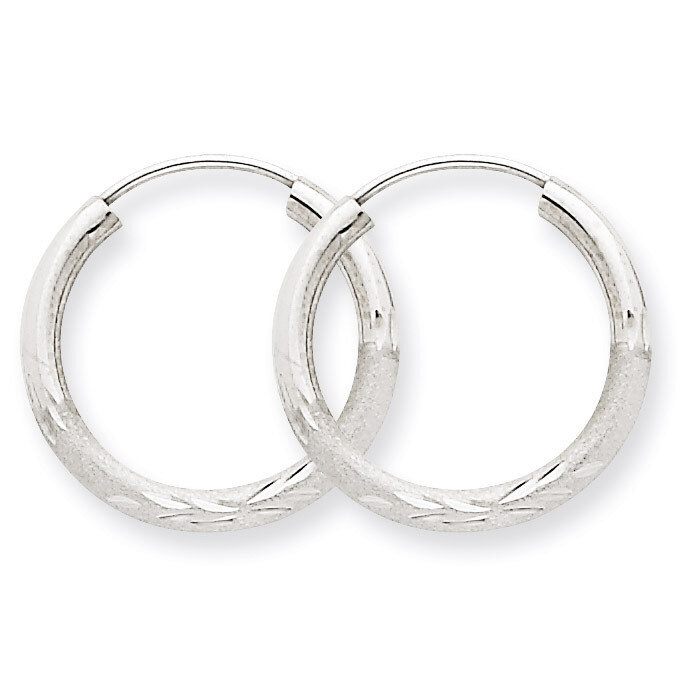 2mm Diamond-cut Endless Hoop Earrings 14k White Gold XY1200, MPN: XY1200, 883957299853