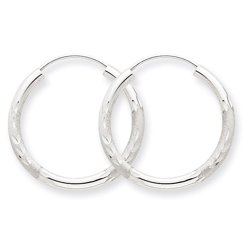 2mm Diamond-cut Endless Hoop Earrings 14k White Gold XY1201, MPN: XY1201, 883957299860