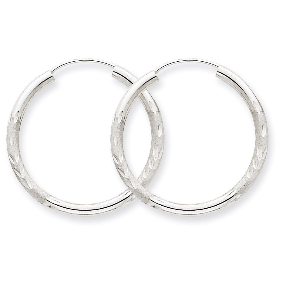 2mm Diamond-cut Endless Hoop Earrings 14k White Gold XY1202, MPN: XY1202, 883957299877