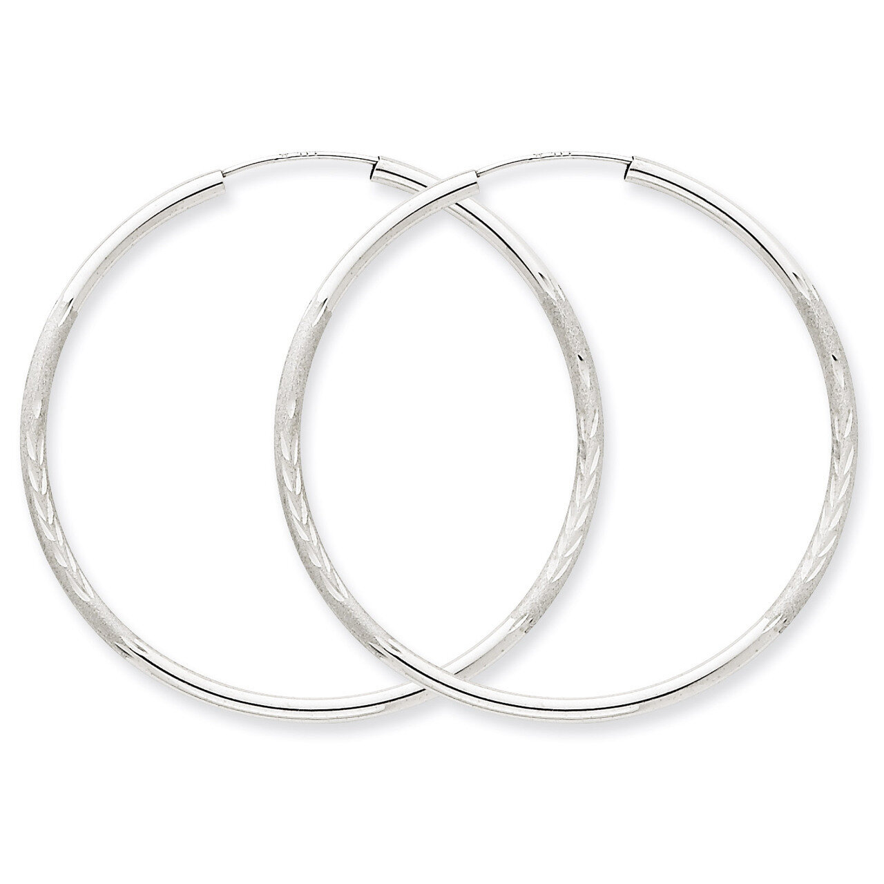 2mm Diamond-cut Endless Hoop Earrings 14k White Gold XY1204, MPN: XY1204, 883957299891