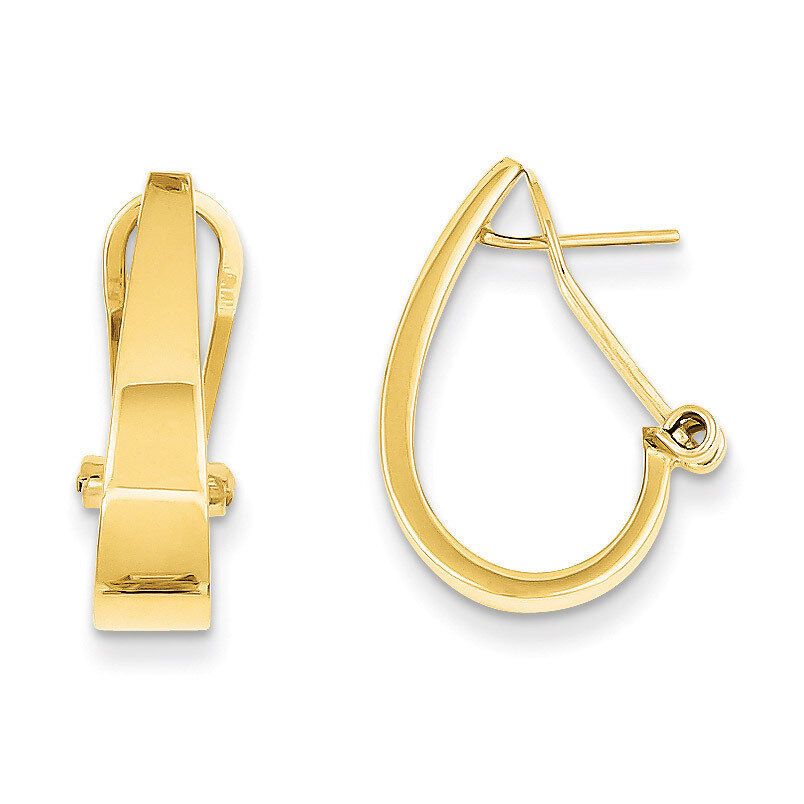 J-Hoop Omega Back Post Earrings 14k Gold Polished XY607, MPN: XY607, 730703571544