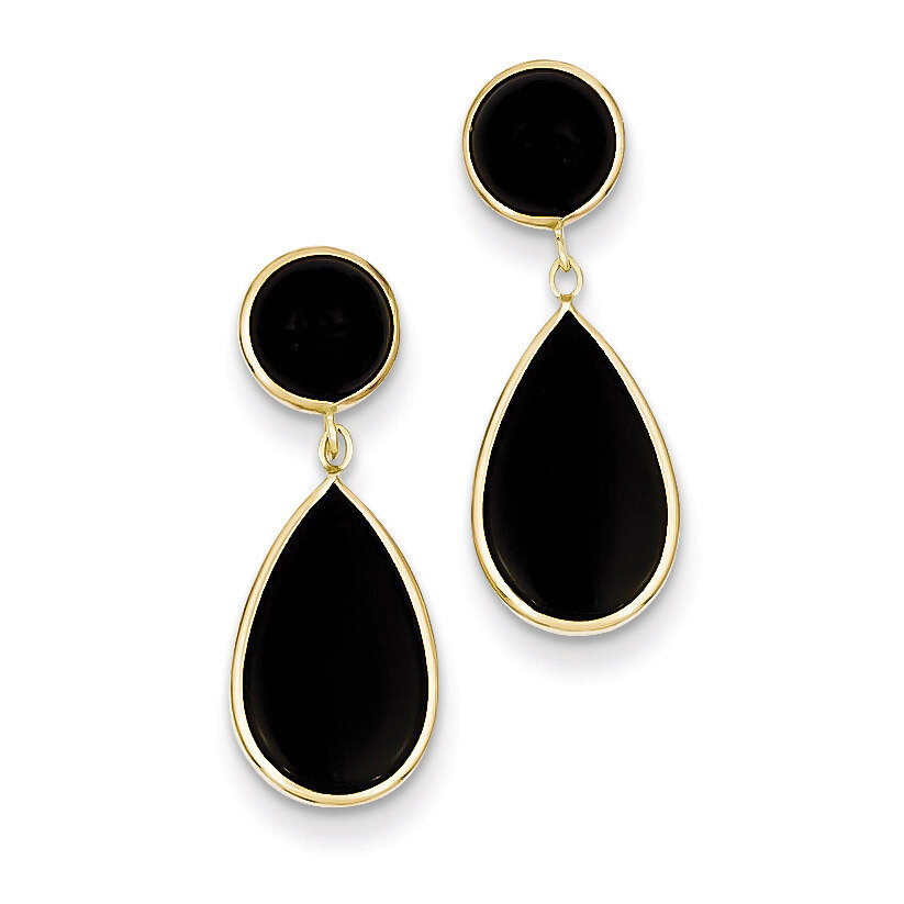 Onyx Teardrop Dangle Post Earrings 14k Gold XY817, MPN: XY817, 886774134192