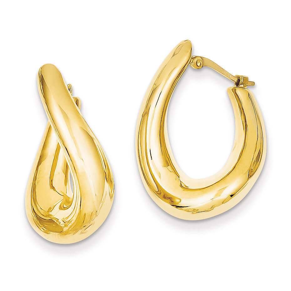 Twisted Oval Hoop Earrings 14k Gold XY904