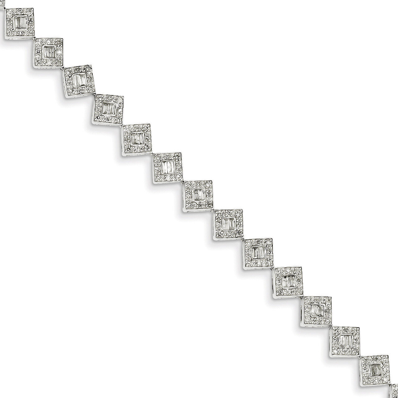 Diamond Square Link Bracelet 14k White Gold Y10885A, MPN: Y10885A, 883957424750