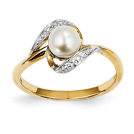Diamond and Cultured Pearl Ring 14k Gold Y11649AA