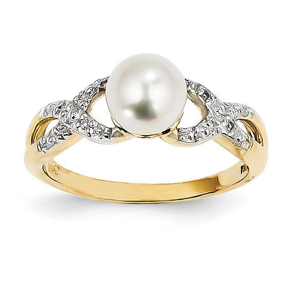 Diamond and Cultured Pearl Ring 14k Gold Y11651AA