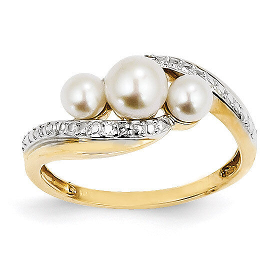 Diamond and Cultured Pearl Ring 14k Gold Y11655AA