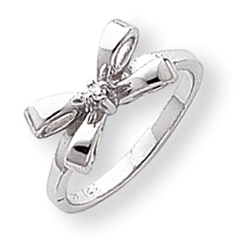 Polished Diamond Bow Ring 14k White Gold Y1709AA