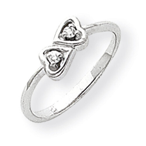 Polished Diamond Heart Ring 14k White Gold Y1793AA