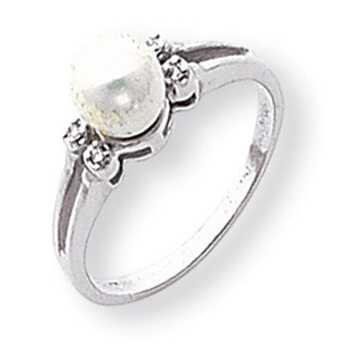 Polished .03ct. Diamond & Cultured Pearl Ring Mounting 14k White Gold Y1842