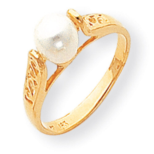 6mm Cultured Pearl ring 14k Gold Y1845PL