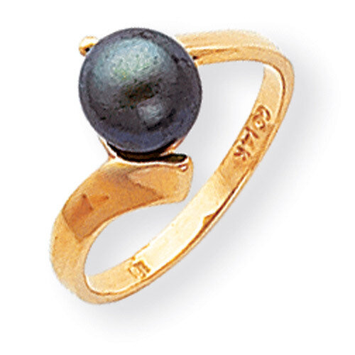 Black Cultured Pearl Ring 14k Gold Y1857BP