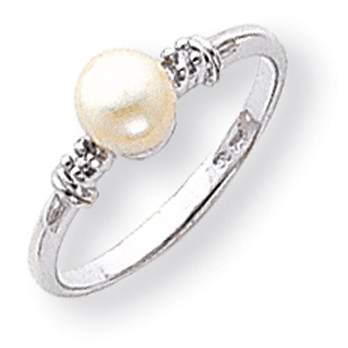 5mm Cultured Pearl Diamond ring 14k White Gold Y1860PL/AA