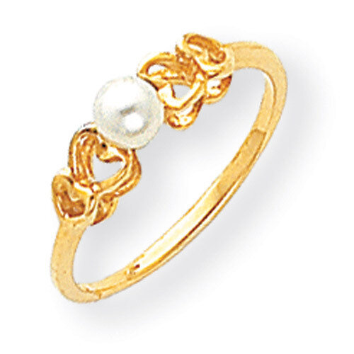 4mm Cultured Pearl Ring 14k Gold Y1869PL