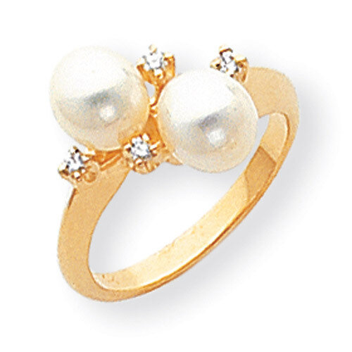 6mm Cultured Pearl Diamond ring 14k Gold Y1875PL/AA