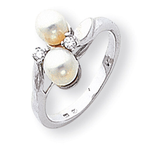 5mm Cultured Pearl Diamond ring 14k White Gold Y1880PL/AA