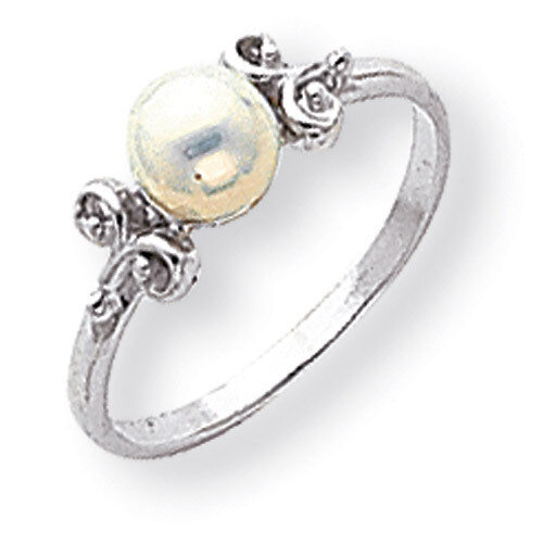 5.5mm Cultured Pearl ring 14k White Gold Y1941PL