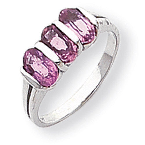 Polished 3-stone 6x4 Oval Gemstone Ring Mounting 14k White Gold Y2035, MPN: Y2035,