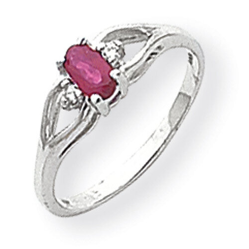 5x3mm Oval Ruby & Diamond Ring 14k White Gold Y2080R/AA