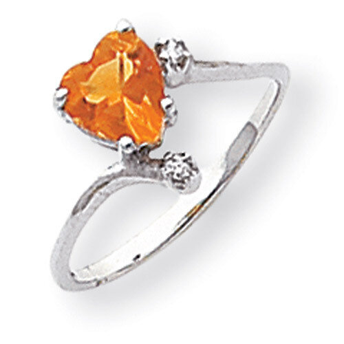 Polished .02ct. Diamond &amp; 6mm Heart Gemstone Ring Mounting 14k White Gold Y2155, MPN: Y2155,