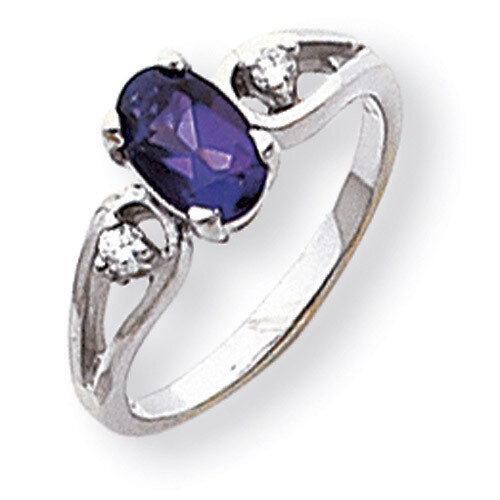 Polished .05ct. Diamond &amp; 7x5 Oval Gemstone Ring Mounting 14k White Gold Y2190, MPN: Y2190,