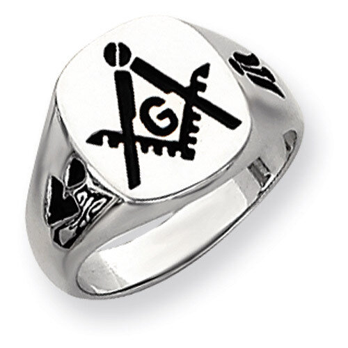Men's Masonic Ring 14k White Gold Y4048M