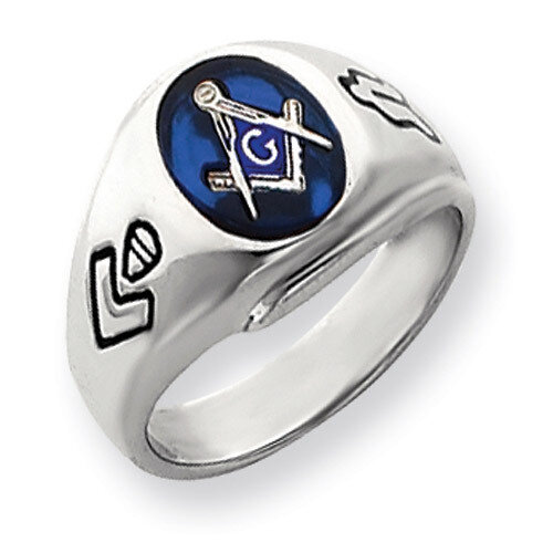 Men's Masonic Ring 14k White Gold Y4059M