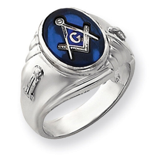 Men's Masonic Ring 14k White Gold Y4063M