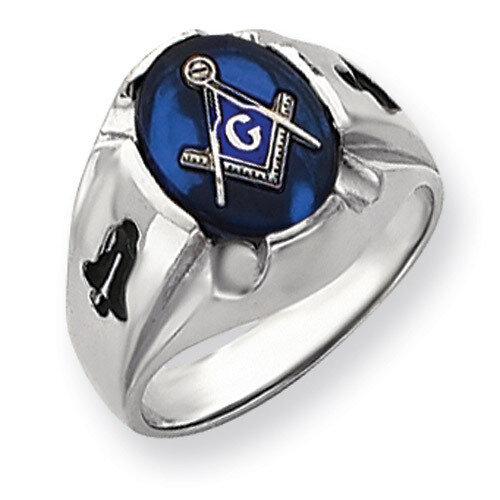 Men's Masonic Ring 14k White Gold Y4067M