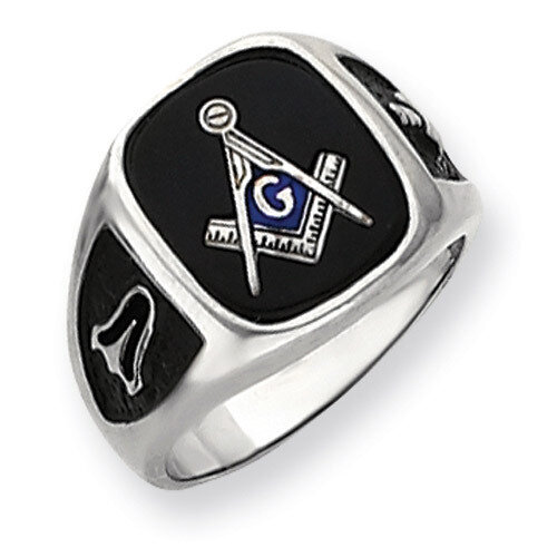 Men's Masonic Ring 14k White Gold Y4085M