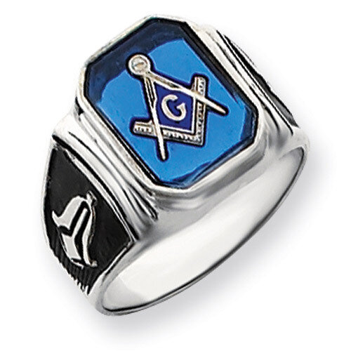 Men's Masonic Ring 14k White Gold Y4087M