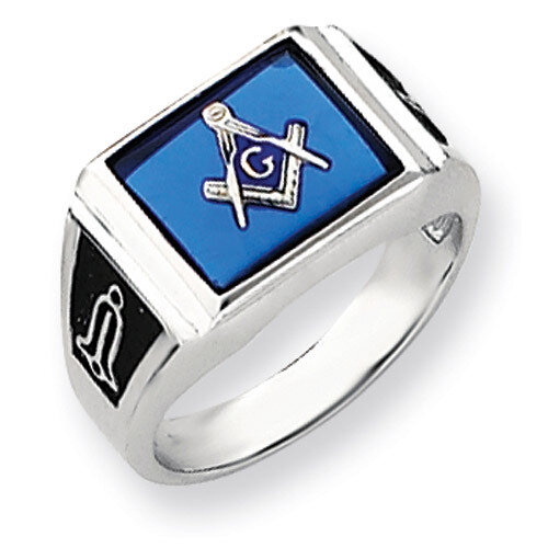 Men's Masonic Ring 14k White Gold Y4109M