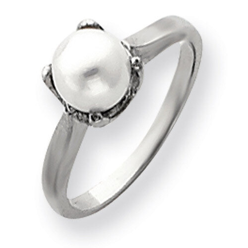6mm Cultured Pearl ring 14k White Gold Y4312PL