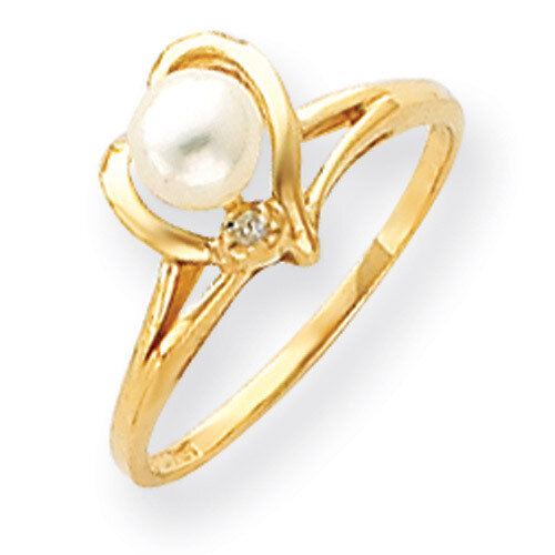 4.5mm Cultured Pearl Diamond ring 14k Gold Y4394PL/AA