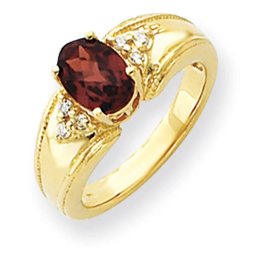 8x6mm Oval Garnet Diamond ring 14k Gold Y4452GA/AA