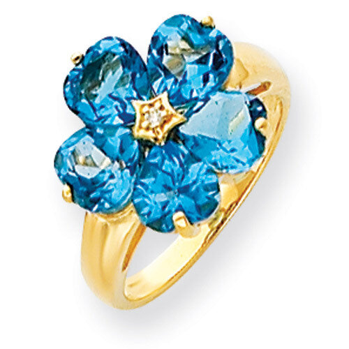6mm Heart Blue Topaz Diamond ring 14k Gold Y4583BT/AA