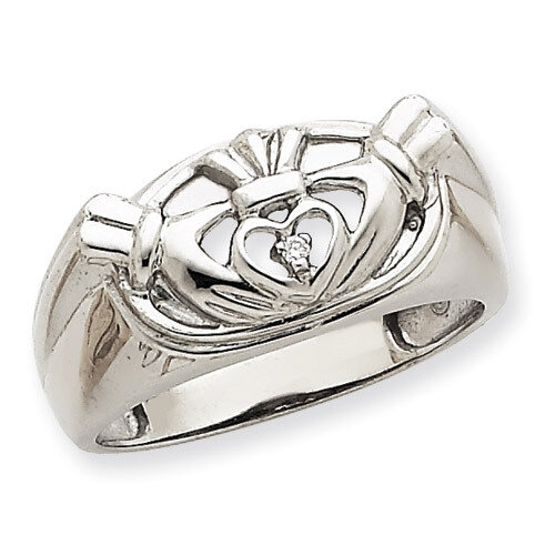Men's Claddagh Band AA Dia Ring 14k White Gold Y7270AA